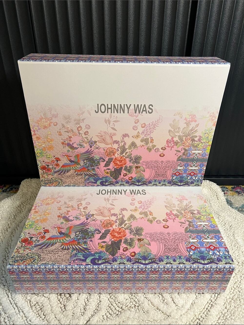 Johnny Was Set of 2 Magnetic Gift Box Keepsake Storage Display Boxes 14”x10”x3”